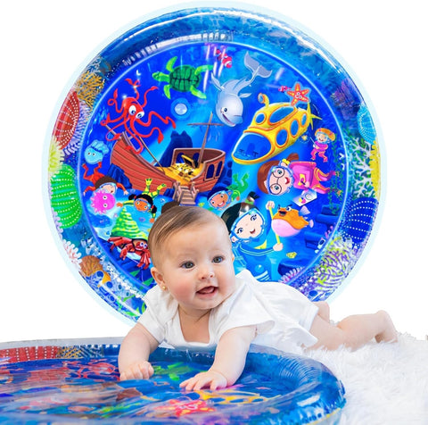 KIDSZONE Inflatable Tummy Time Water Mat Baby – Infant and Toddler Play Sensory Toys for Early Development Activities | Age 3 to 12 Months (Circular Small)