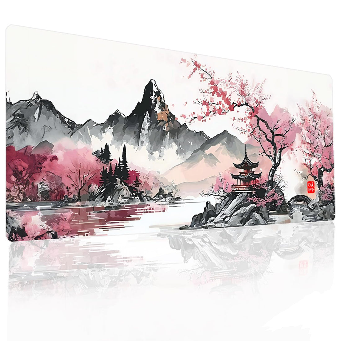 Japanse Watercolor Cherry Blossom Pink Mouse Pad, Gaming Mouse Pad, Anime Mouse pad, Large Mouse Pad, Mouse pad Gaming,Non-Slip Water-Resistant, Office Desk Decor-31.5x11.8