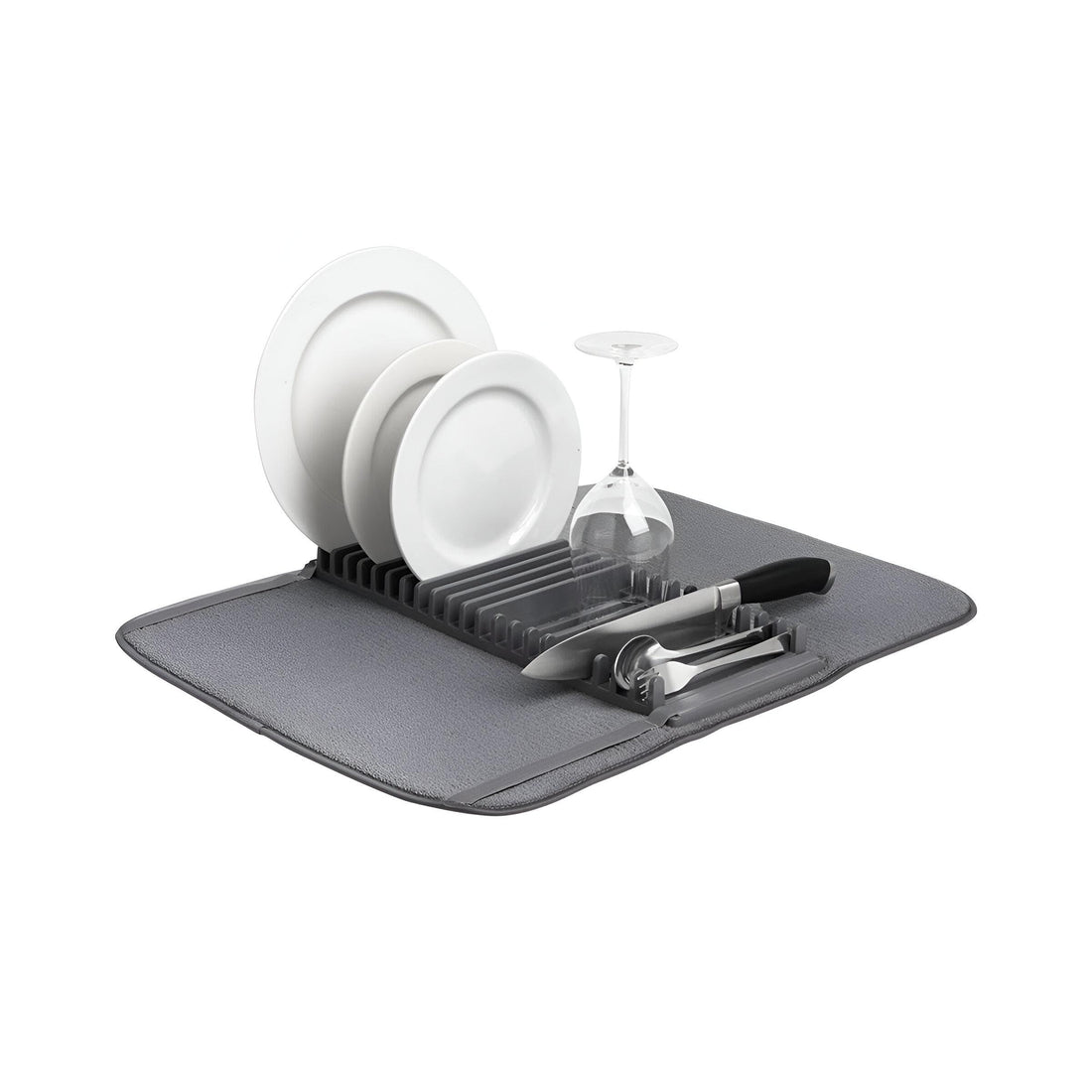 Microfiber Dish Drying Mat - By Combining Drying Rack And Mat In One, This Product Allows You To Stack And Organize Your Dishes, Cups, And Utensils While Drying In The Air, Making The Stretch Cleaning