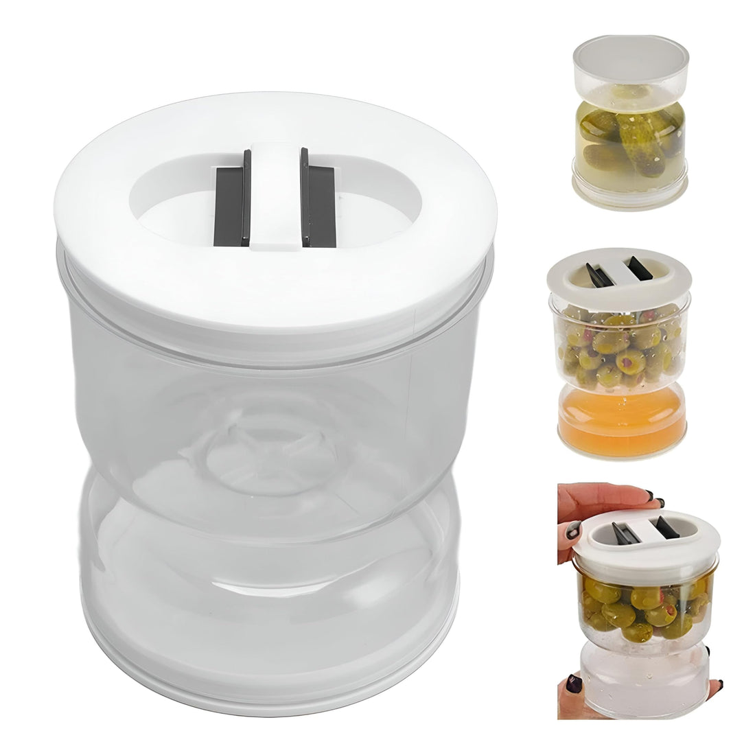 Elegant Food Keeper - Multi-Color Acrylic Hourglass-Shaped Jar with Dual Dispensers for Pickles and Olives, Combining Functionality with Contemporary Style in Your Kitchen