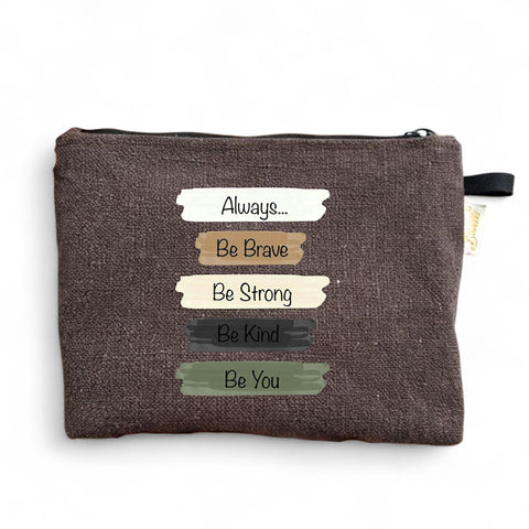New Geometric Design Canvas Pencil Case Cosmetic Bag | High Quality DTF Digital Printing | Padded Zipper | School Supplies Makeup Organizer Bag | Size 23x15.5x7cm (Brown13)