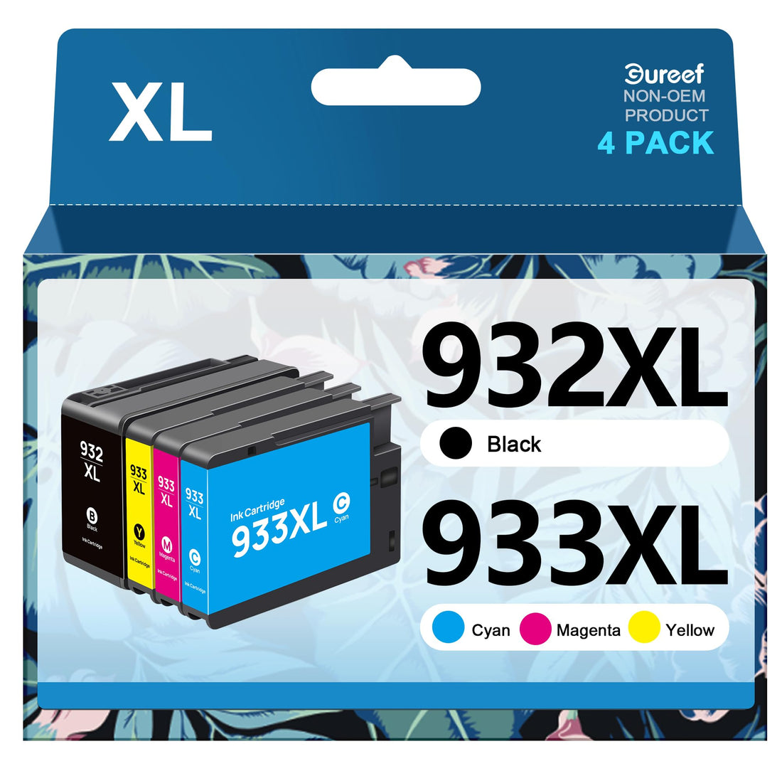 932XL 933XL Compatible Ink Cartridge for HP 932 XL 933 XL Multipack for OfficeJet 6600 7510 6700 7110 7610 7612 6100 (1 Black, 1 Cyan, 1 Yellow, 1 Magenta)