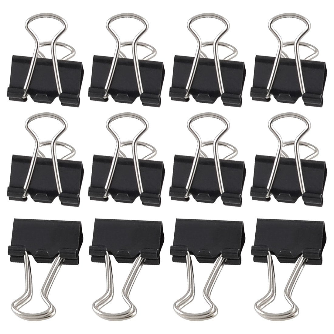sourcingmap 12 Pcs Stationery Papers File Organizer Metal Black Binder Clips 15mm Width