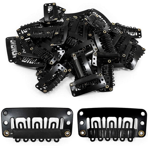 Snap Clips - For Hair Extensions & Wigs, 3CM X 1.5CM, Pack Of 10 Pieces, Professional Hair Extension Snap Clips, Black Metal