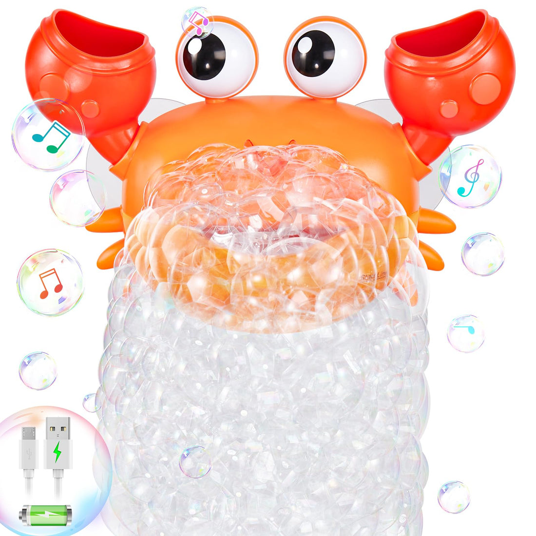 Gigilli Crab Baby Bath Toys, Rechargeable Bath Bubble Machine for Toddler, Automatic Shower Bathtub Bubble Maker with Music Control for Kids Ages 1-3 6-12 12-18 Months 1st Birthday Gifts