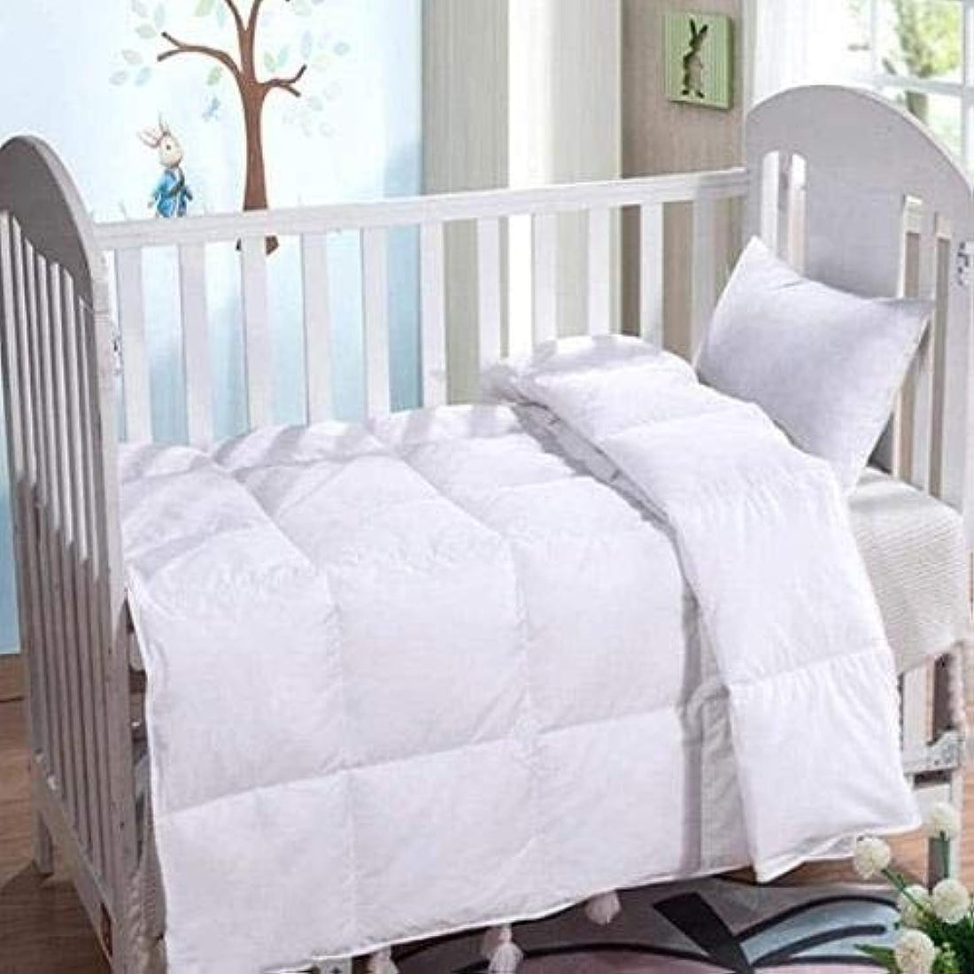Tigers Trade Lines Small Crib/Toddler Size, Cotton,Solid Pattern, White - Bedding Sets