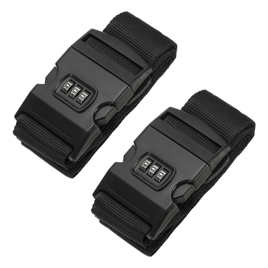 PATIKIL Luggage Straps, 2 Pack Suitcase Straps Adjustable Luggage Belts Strap with Combination Lock TSA Approved for Luggage Suitcases Travel, Black