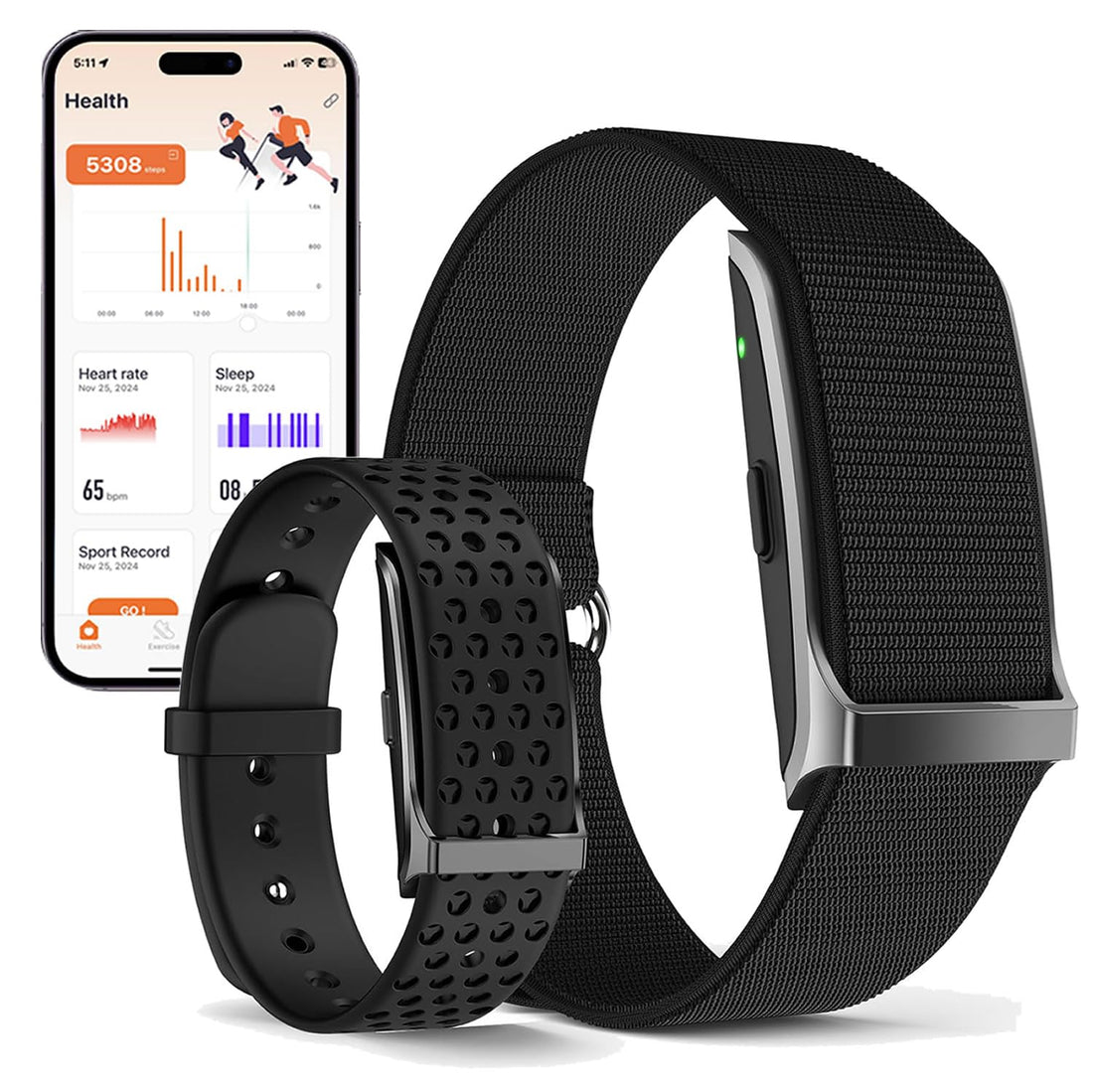 Smart Bracelet, Wearable Fitness & Health Tracking Bracelets All-Day Automatic Monitoring,HRV Heart Rate Blood Pressure Sleep Stress ,IP68 Waterproof 120 Sport Modes,Comes With Free App and 2 Bracelet