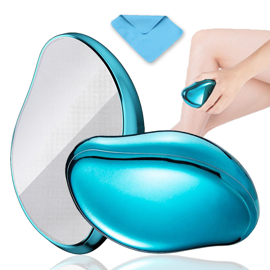 Crystal Hair Eraser, Portable Magic Painless Nano Crystal Hair Removal, Soft Silky Skin, Reusable Men & Women Physical Skin Exfoliator Tool Bring 1 Cleaning Cloth, for Any Part of The Body