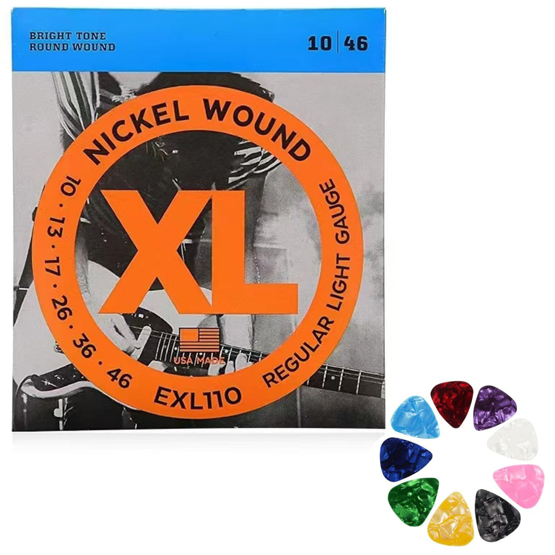 Electric Guitar Strings, Guitar Strings Set Acoustic, Guitar Accessories (Light Gauge10/46 BRIGHT TONE ROUND WOUND) Guitar Strings (Bronze)
