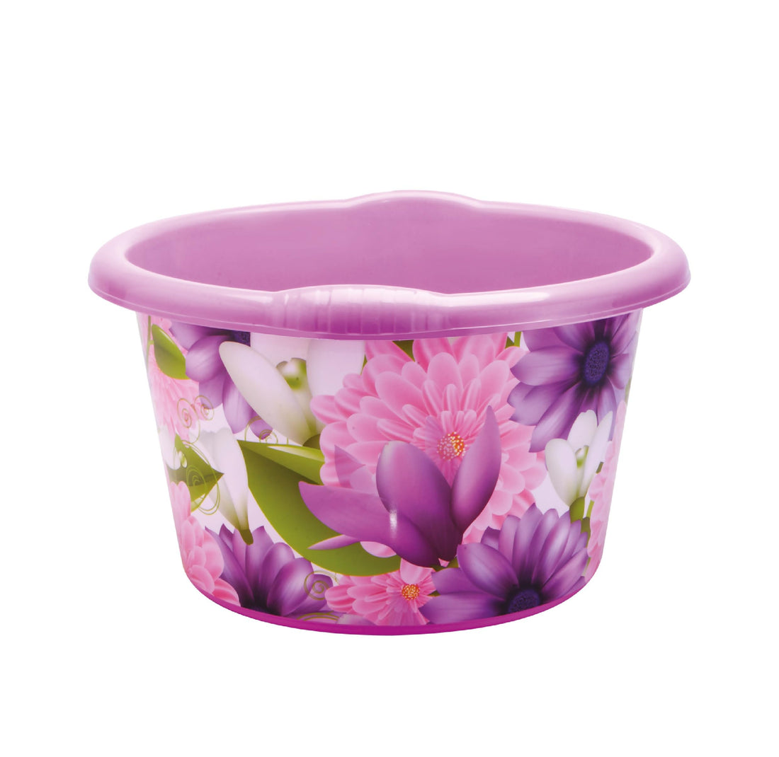 Rose with Different Graphics Plastic Bucket Size 4