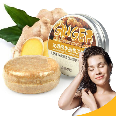 BSMAX Ginger Shampoo Bar, Anti-Hair Loss, Hair Regrowth, Natural Organic Shampoo Soap, Promotes Growth, Anti-dandruff, Anti-itching, for All Hair Types, 60g/1pcs