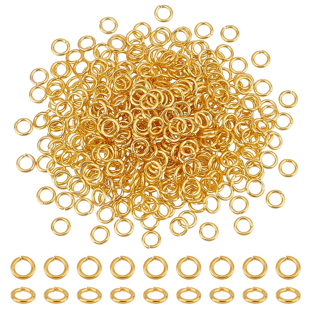 PandaHall Elite 490Pcs Brass Jump Rings Close but Unsoldered Golden 6mm Diameter Jewelry Making Findings