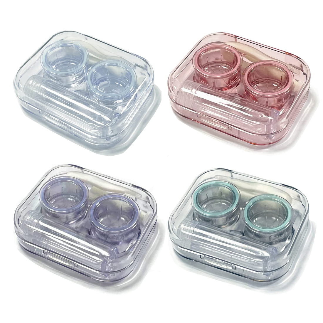 Howinn 4 Pack Flip Top Clear Contact Lens Case Travel Kit, Cute Contact Case Holder with Tweezers Remover Tool, Contact Lens Soak Storage Kit for Travel & Home