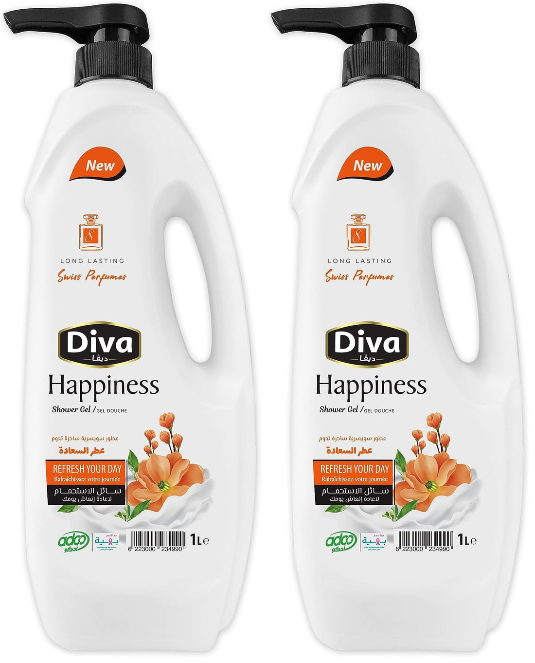 Diva Happiness Shower Gel 1 Liter (Pack of 2)
