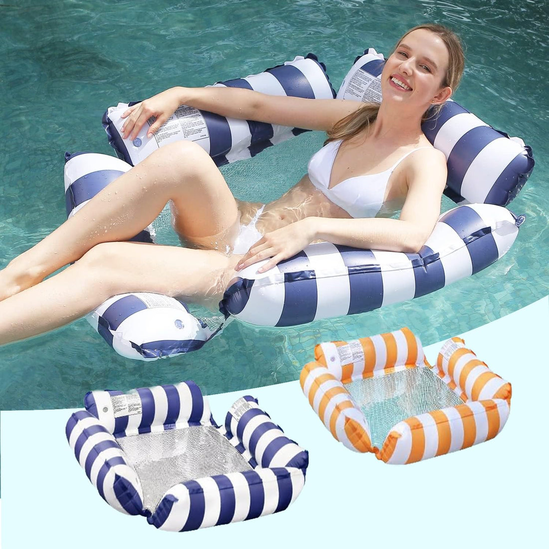2 x water hammock, swimming mat, pool mattress, water hammock, water mattress, highlight colour water bed, more suitable for swimming pool activities