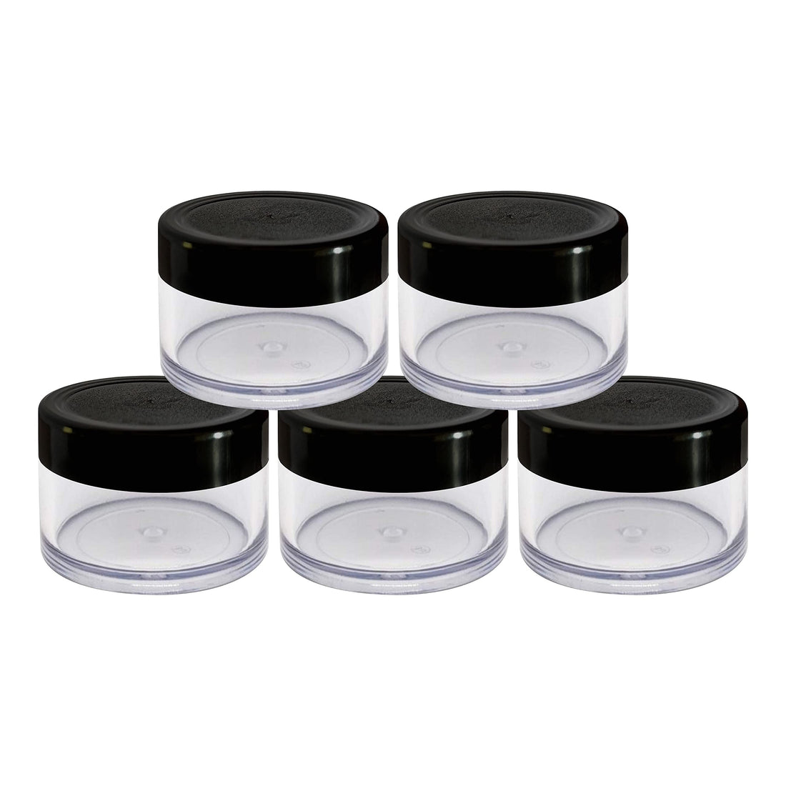 Zenvista Meditech Acrylic Shan Transparent Cosmetics Container With Black Lid For Creams, Lip Balm, Body Butter, Diy, 15 G - Pack Of 5