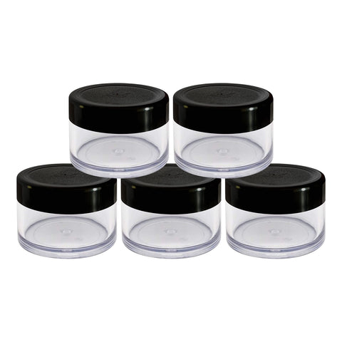 Zenvista Meditech Acrylic Shan Transparent Cosmetics Container With Black Lid For Creams, Lip Balm, Body Butter, Diy, 15 G - Pack Of 5