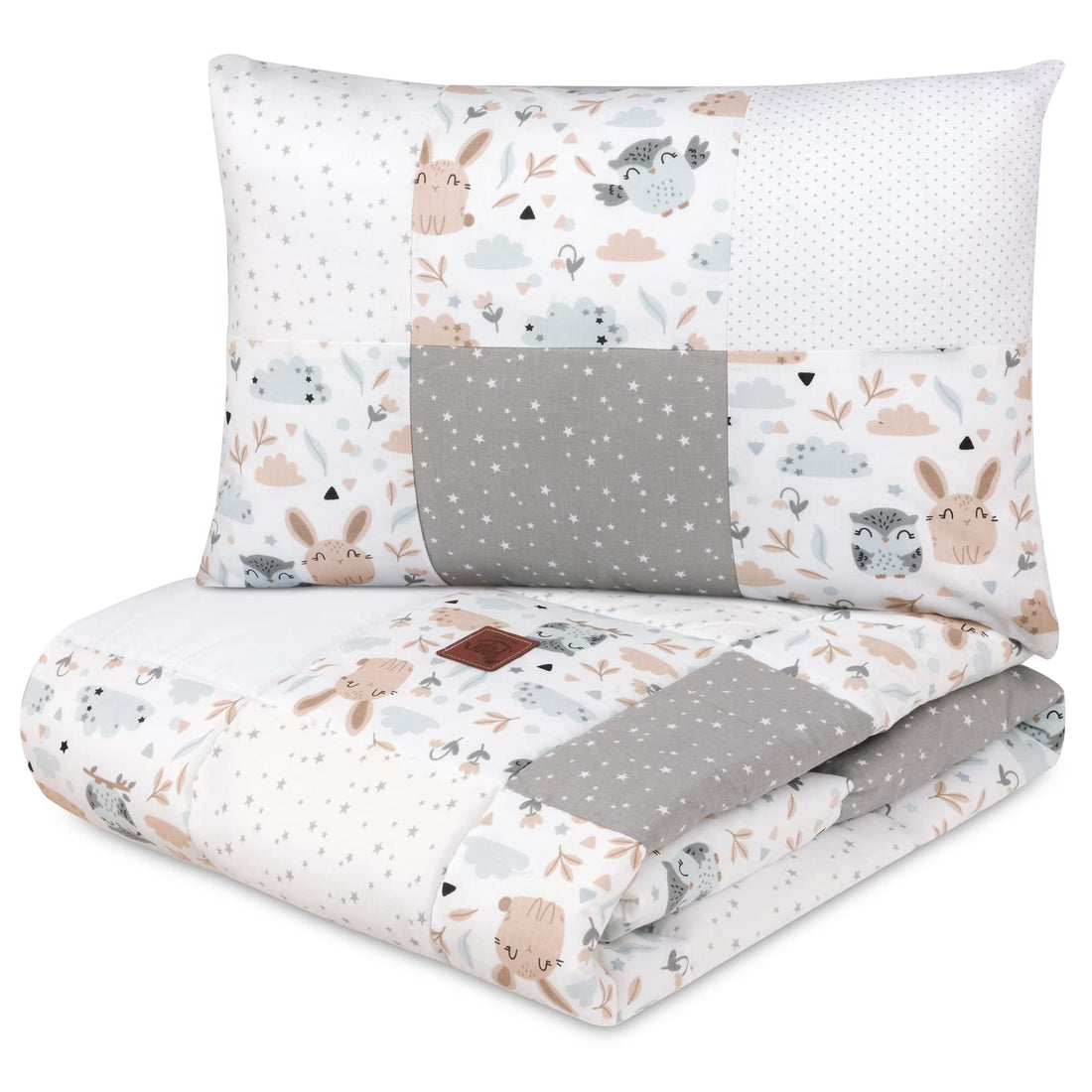 Pepi Patchwork Baby Duvet 100 x 140 cm with Pillowcase 40 x 60 cm, Cotton Duvet Children, Bilateral Duvet Baby - Children's Duvet - Baby Cot Blanket - Children's Bedspread 100 x 140 cm