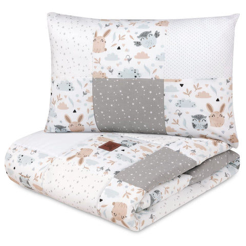 Pepi Patchwork Baby Duvet 100 x 140 cm with Pillowcase 40 x 60 cm, Cotton Duvet Children, Bilateral Duvet Baby - Children's Duvet - Baby Cot Blanket - Children's Bedspread 100 x 140 cm