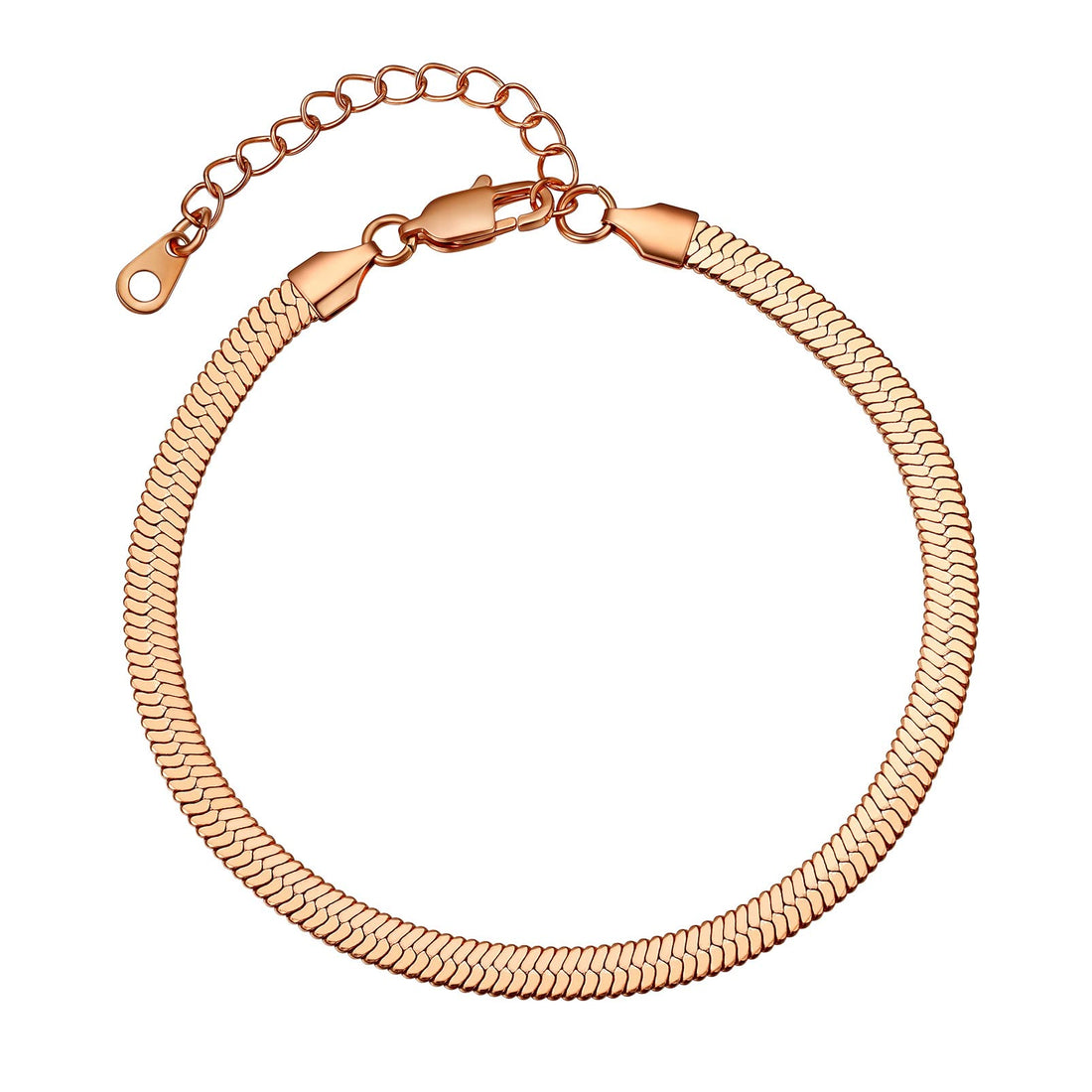 PROSTEEL 316L Stainless Steel Herringbone Flat Chain Bracelets/Anklets, Beautiful Summer Jewelry, Black/Yellow Gold/Rose Gold Plated, 6.3inch/8.5inch Adjustable, Come Gift Box, Metal, no gemstone