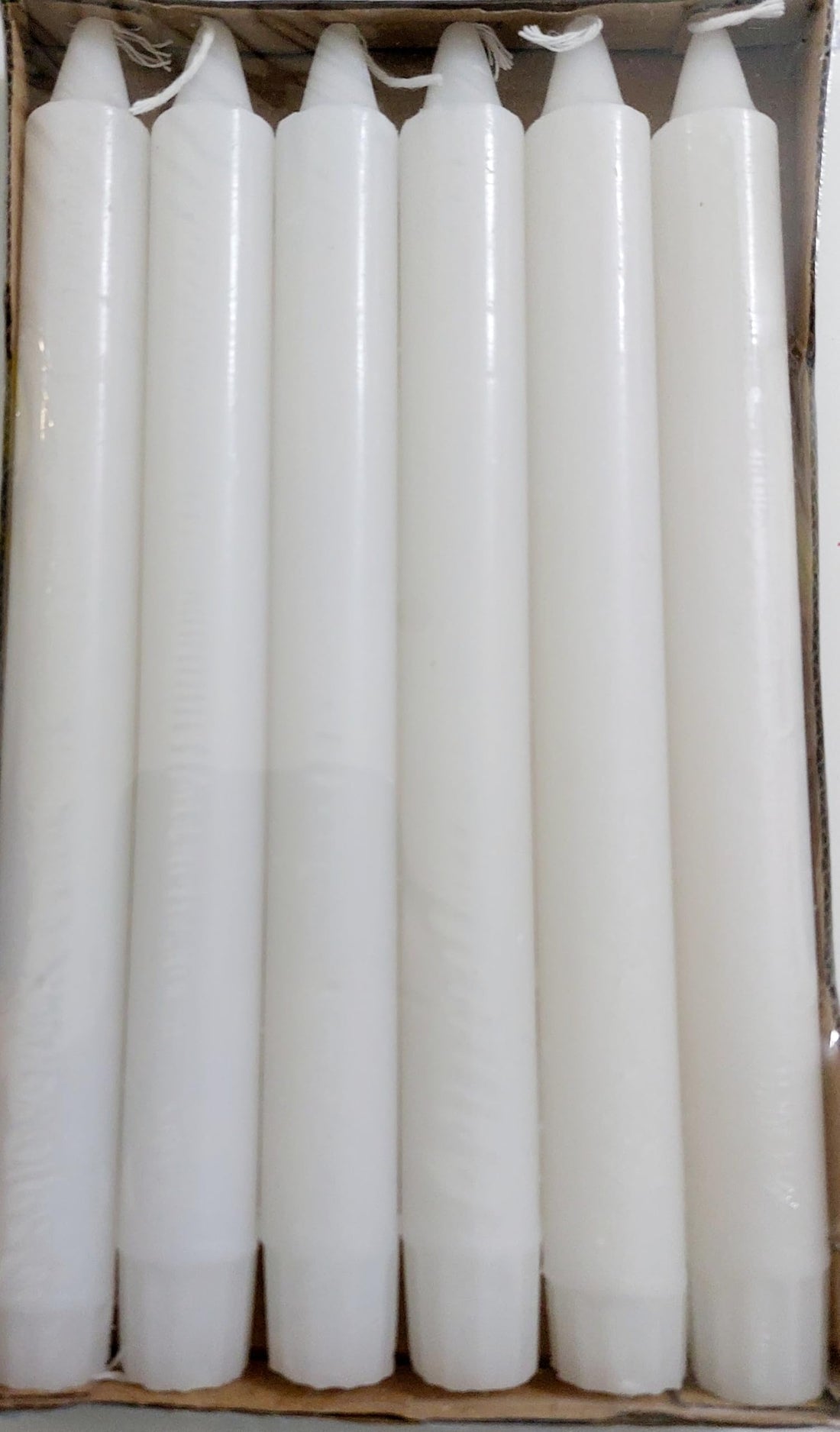 6 Taper Candles - 20cm Taper Candles Dripless, Smokeless and Unscented - Long Burn - Hand Poured Tall Candles - Perfect for Weddings, Dinner Parties, Home Decor - White