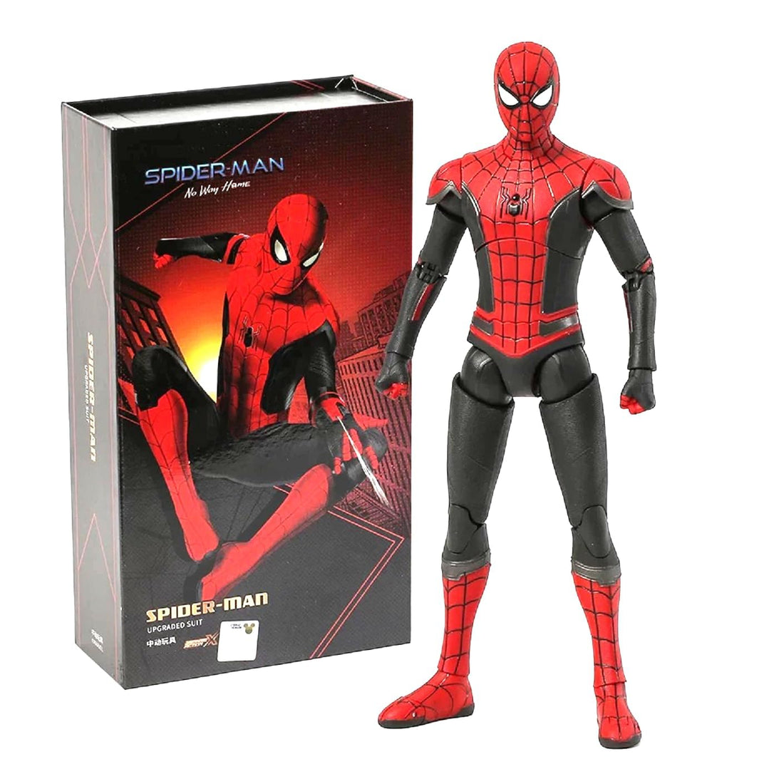 Marvel 1:10 Scale No Way Home Spider-Man Upgraded Suit Action Figure, Black/Red