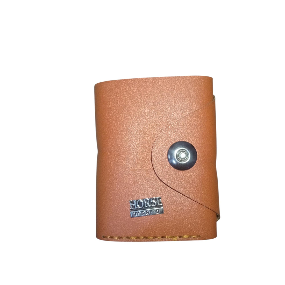 Lokyboy Camel Camel Leather Wallet with Metal Button Closure, Elegant Card Eject Button Design