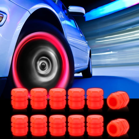 12PCS Tire Valve Stem Caps for Car, Glow in The Dark Air Cap Cover, Luminous Auto Wheel Valve Stem Cap Car Accessories Universal for Cars Motorcycles SUV Trucks Bikes