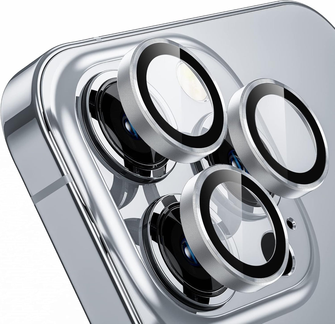 Compatible with iPhone 14 Pro / 14 Pro Max Camera Lens Protector - Separate Pieces for Each Lens - Scratch and Shock Proof - HD Clear - Easy Installation (Silver)