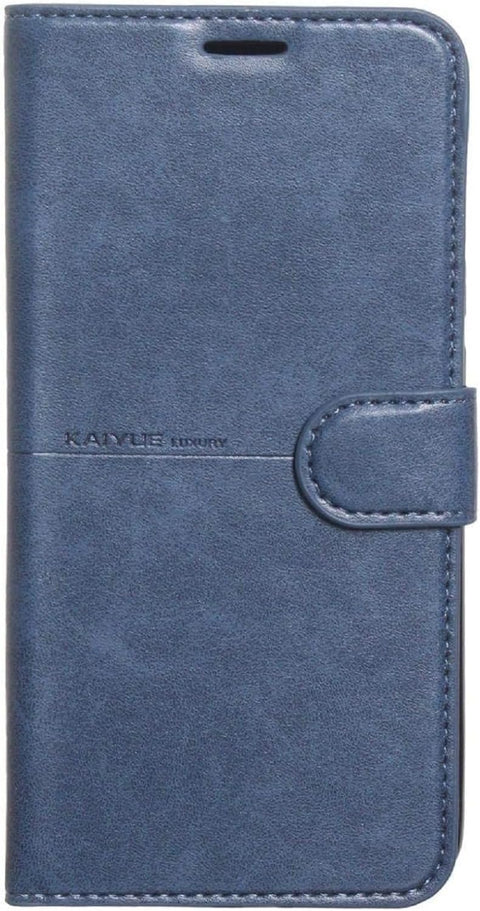 High-quality leather case to fully protect the phone 360 degrees, foldable, compatible with Oppo A5 (Navy)