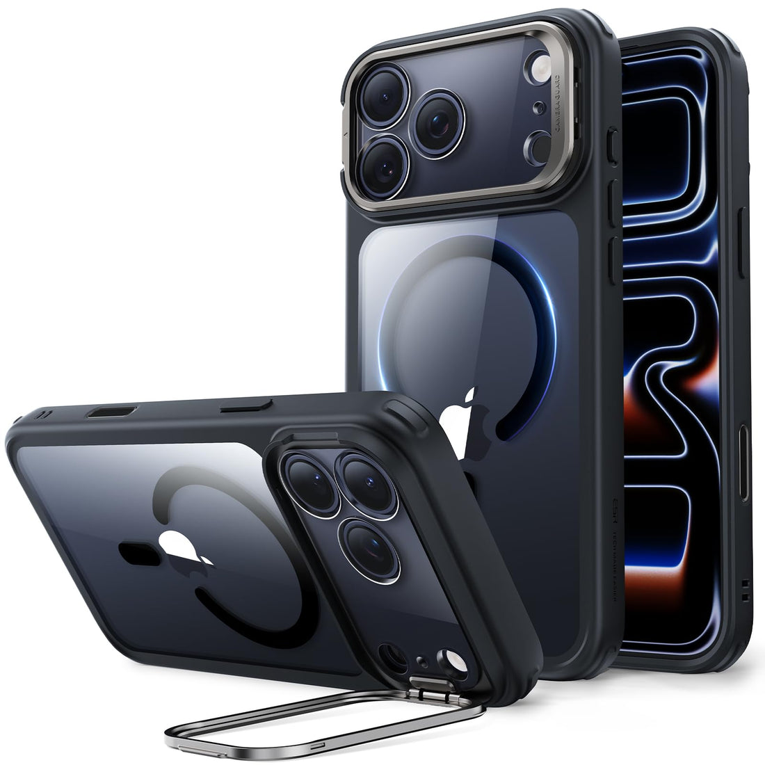 ESR for iPhone 17 Pro Max Case with Stand, Camera Control Cover Compatible with MagSafe, Military-Grade Drop Protection Magnetic Phone Case, Scratch-Resistant Back Cover,Clear Black