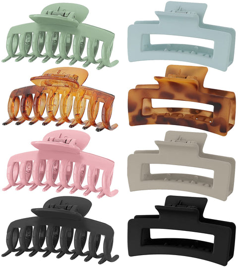 8 Pieces Lolalet Hair Clips, Hair Clip Multi-Color 4 Matte 4 Shiny Claw Claw with Spring Powerful for All Hair Types Abundant Long Short Fine Curly Non-Slip Fashionable – Colour A