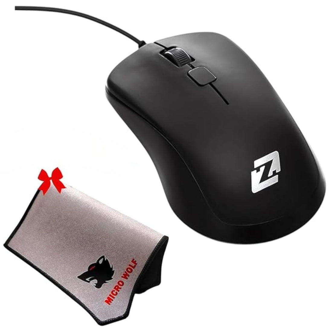 Mouse Zero Comfort USB Wired, 3 Button, 1000 DPI, High Performance Plug & Play, High quality, for Desktop, Computer, PC and Lap, Laptop Windows/Mac, With a gift Wolf Mouse Pad Non-slip (Black, ZR 205)
