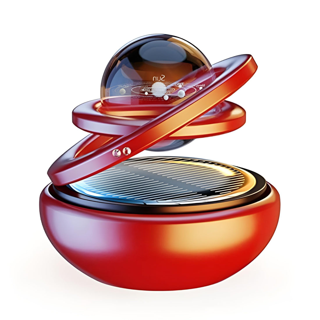 Car Air Freshener, Helicopter Solar Energy Rotating Aromatherapy Diffuser Long Lasting Interior Decoration Accessories Diffuser for Car and Home (Red Air Purifier)