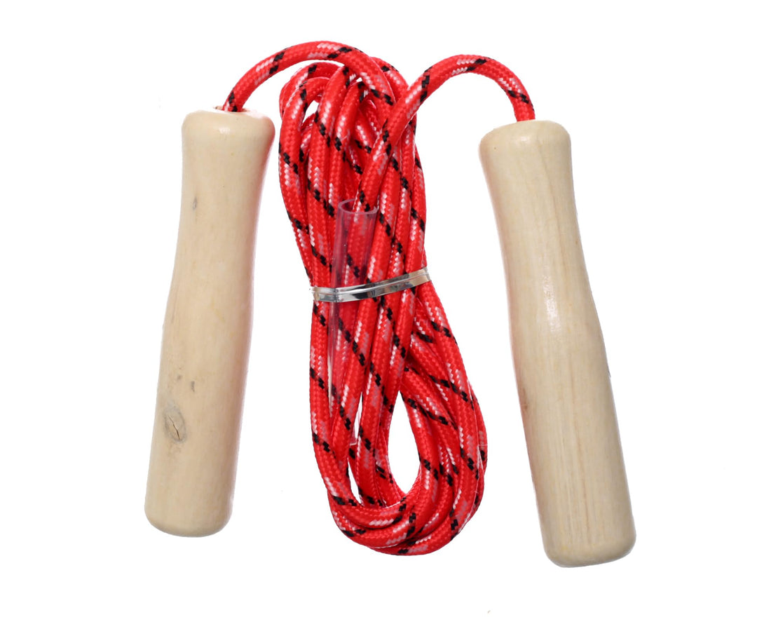 MINSA Wooden Handle Jump Rope M193 Red for Cardio Fitness Training