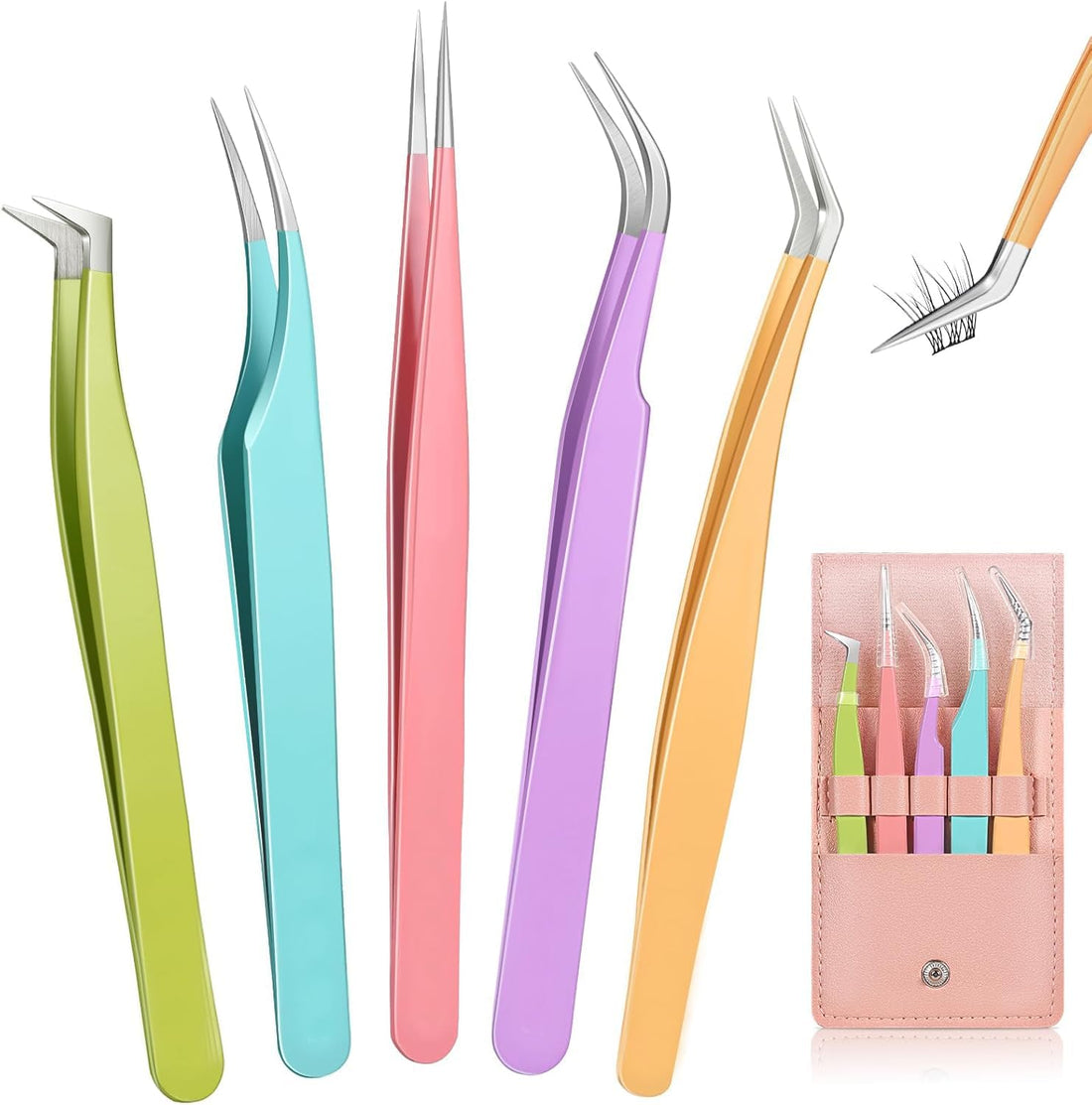fashion mania Tweezers Set, Professional Fiber Tip Lash Tweezers Set,for Removal Eyelash, Extension Eyebrows