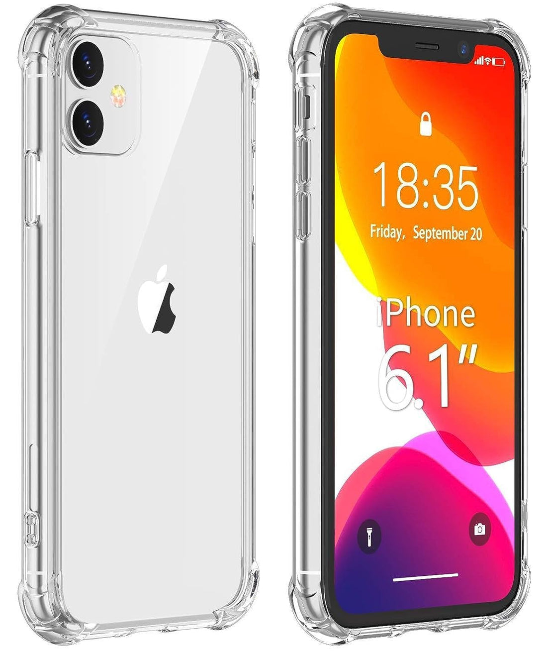For iphone 11 case,ultra-thin hd clear slim soft tpu protective case, hard pc back + soft tpu frame shock-absorption anti-scratch cover cases for iphone 11 (6.1 inch)
