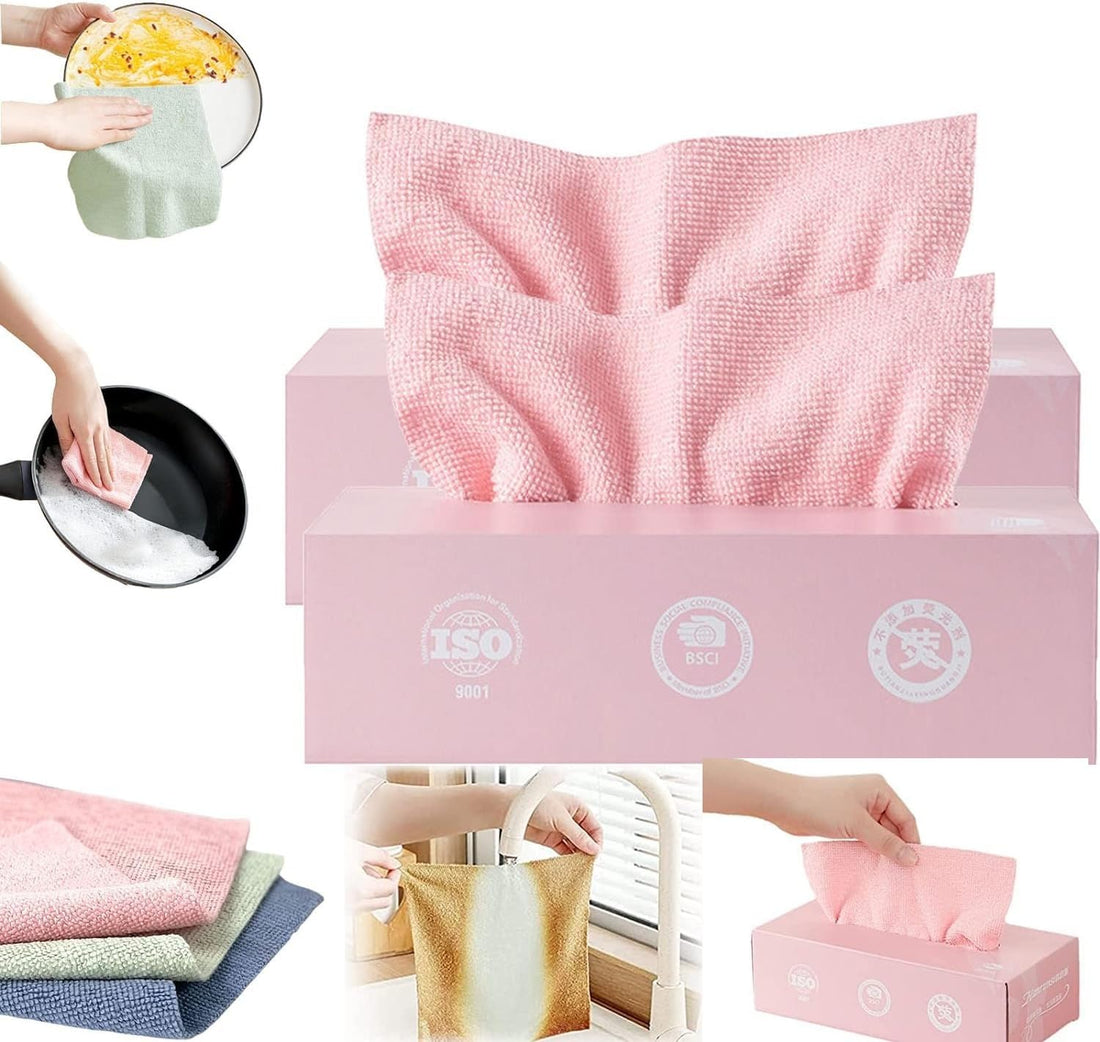 SWOPPLY 20 pcs Microfiber Cleaning Cloth with Box Magic Wipe Multi-Functional Dish Washing Towel Cleaning Rag,Extractable Microfibre Cloths Car Glass Windows Strong Cleaning Home,Kitchen