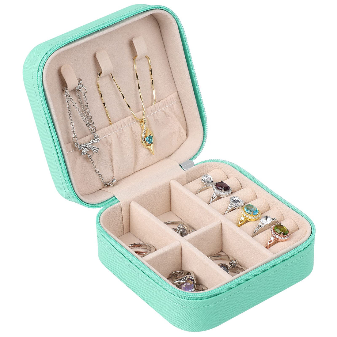 Mardiko Travel Jewellery Box for Women Girls, Jewellery Organiser Small Jewelry Box Mini Travel Jewlery Case Men Boys, Jewellry Storage for Necklaces Rings Earrings Bracelets, Blue