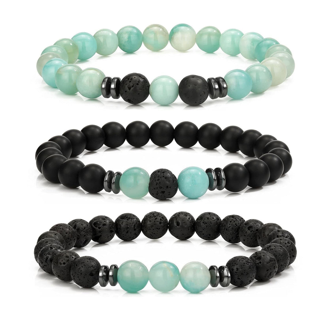 Hot And Bold Multilayer Matching Beads Bracelets, Natural Stones Combo – Stylish Stacking Bracelet Set for Women & Men – Handmade Gemstone Jewelry Gift, One Size, Gemstone, Agate