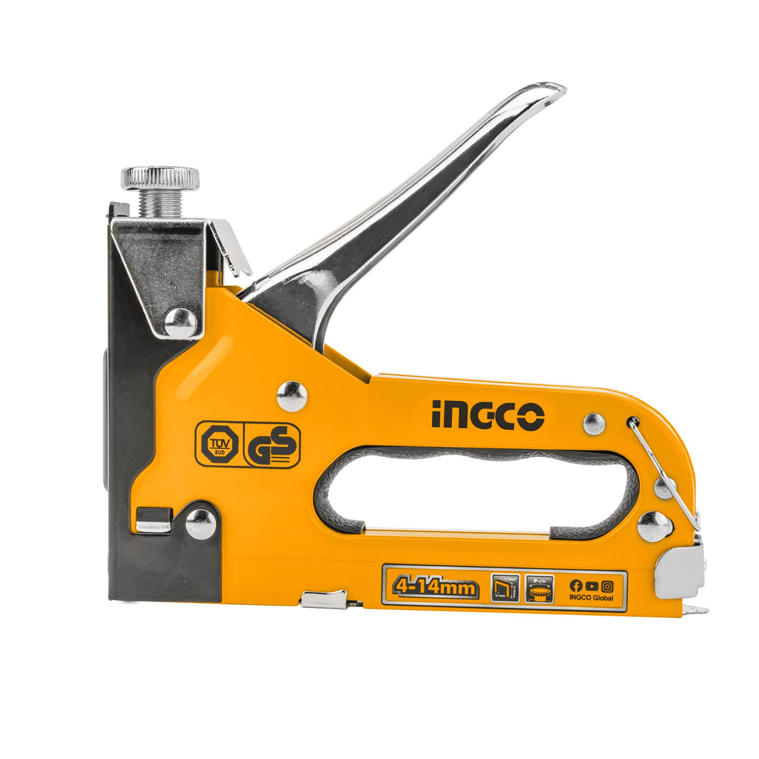 Ingco Manual Staple Gun With Adjustable Driving Force, Yellow