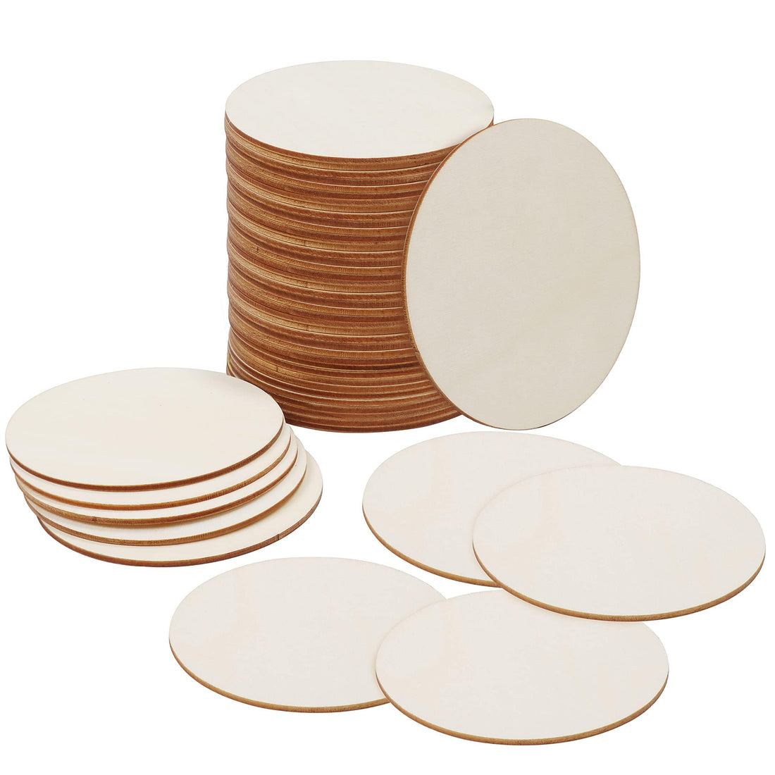 Belle Vous Pack of 50 Raw Wood Discs â€“ 10 cm Wood Slices with 2 mm Thickness â€“ Natural Wood Log for Your Decorations, Hobbies, Labels, Coasters, Ornaments, DIY