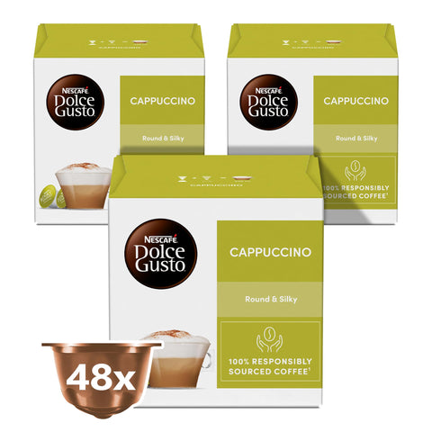 Nescafe Dolce Gusto Cappuccino Coffee Capsules, 3 x Boxes of 8+8, 24 Servings
