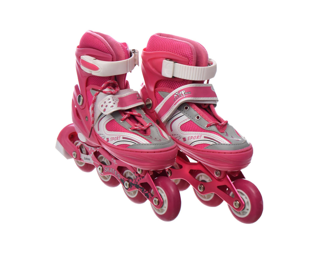 Comfortable Adjustable LED Front Wheel Roller Skates with Outdoor Indoor Inline Skates for Beginners Kids Teens Size 34-3 - Fuchsia Pink