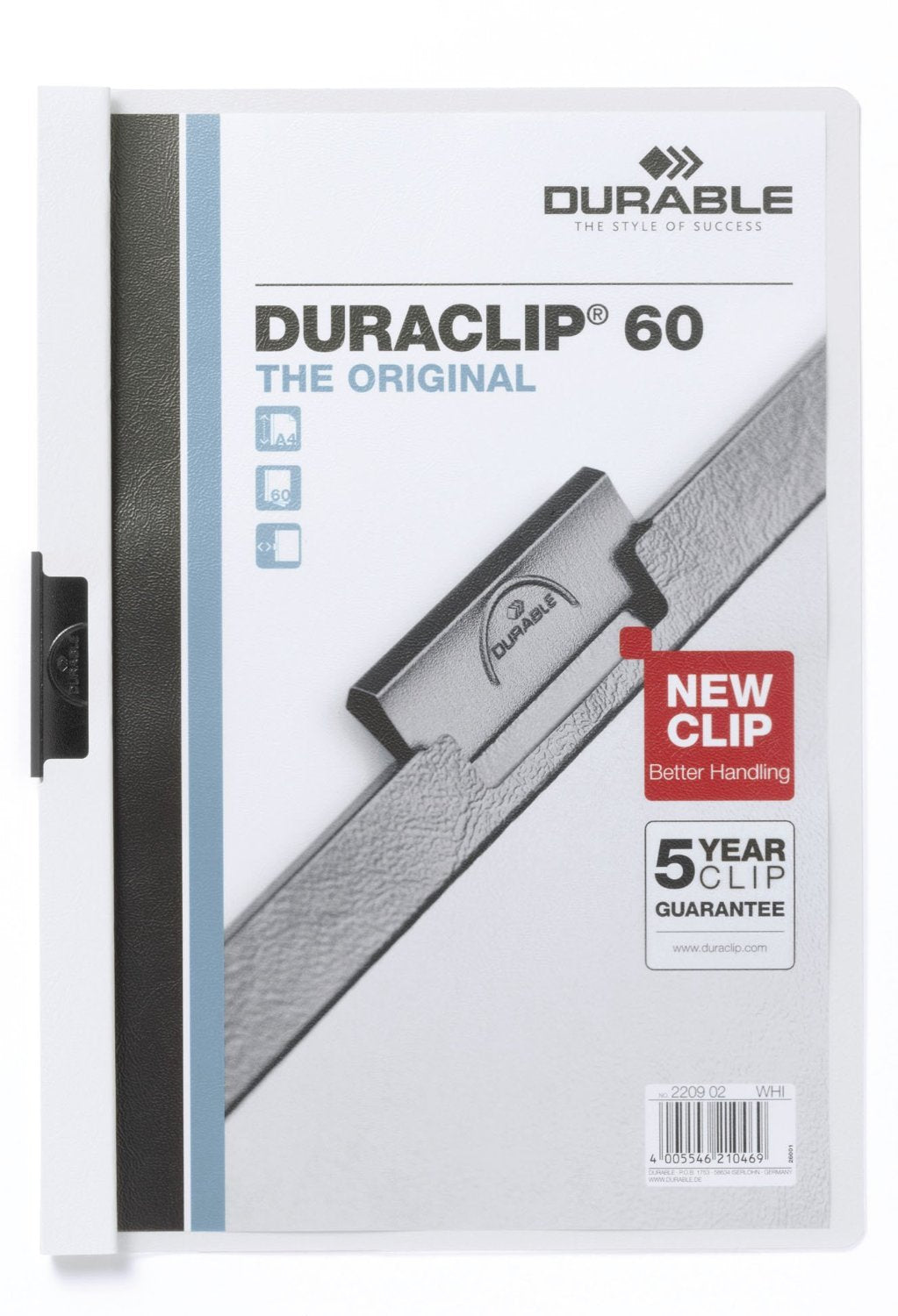 Durable Duraclip 60, Clip File for 1-60 Sheets A4 - White