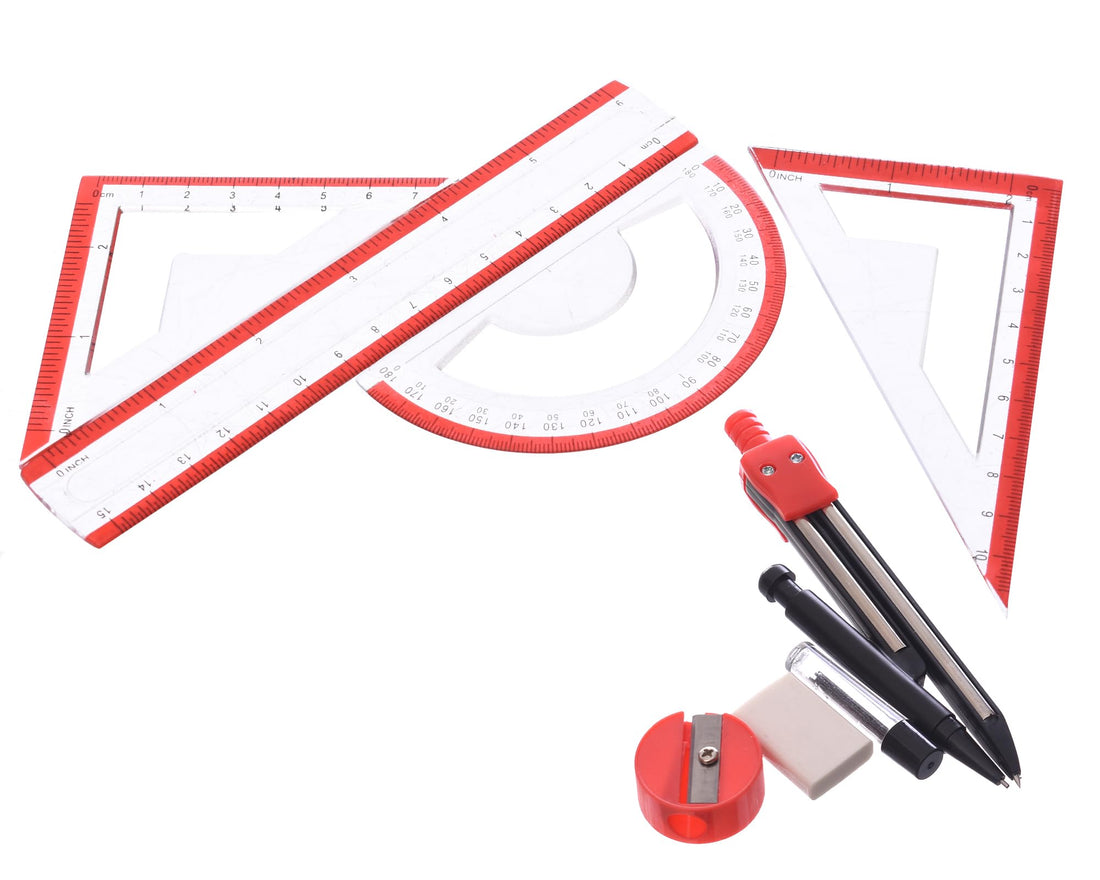 Elmaayergy M-403 S-794 H439 Set Of 8 Pieces Of Geometric Tools With Durable Material, Suitable For School And Home