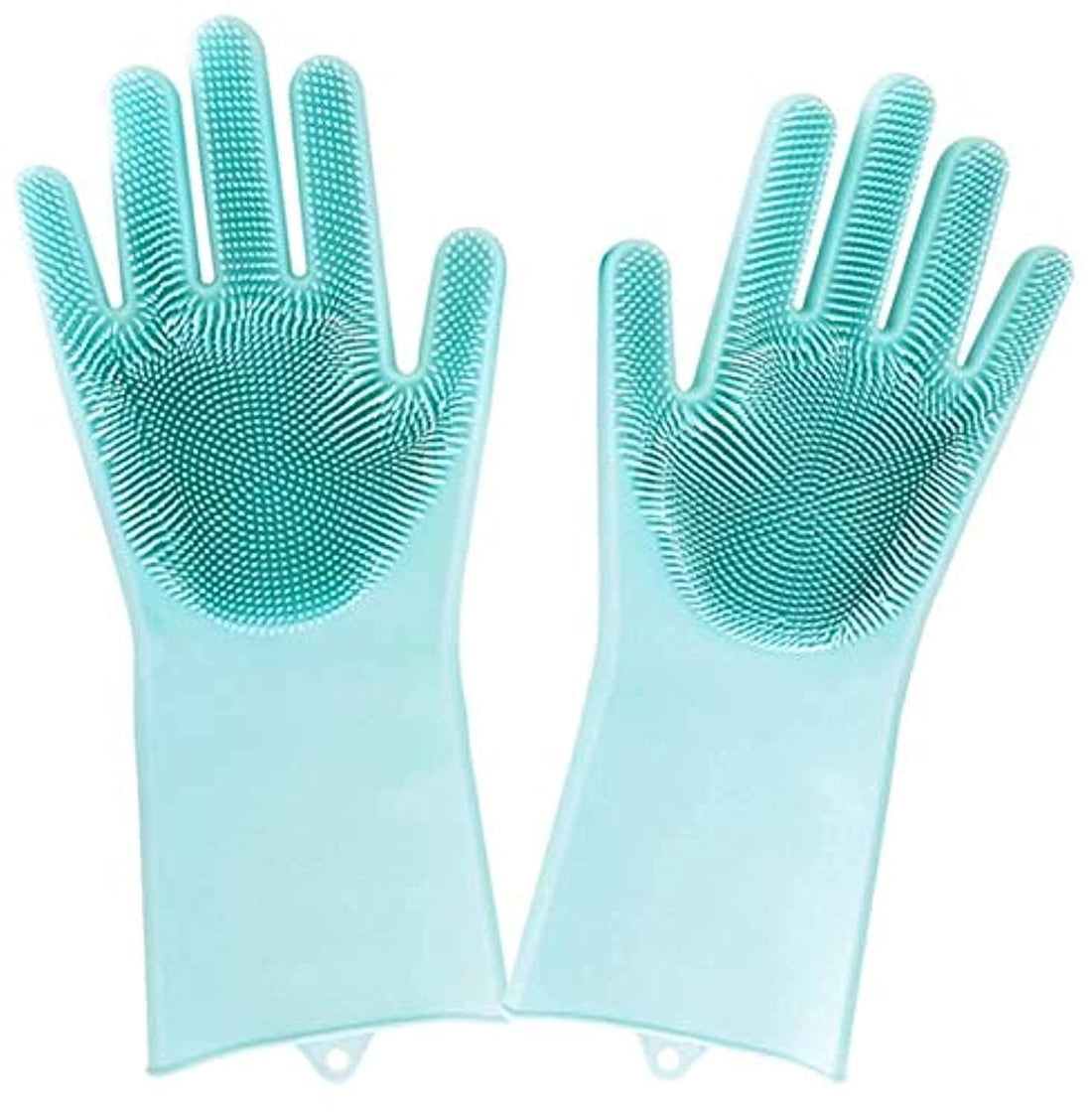 A Pair of Magic Silicone Rubber Insulated Cleaning Scrubber Gloves (Green)