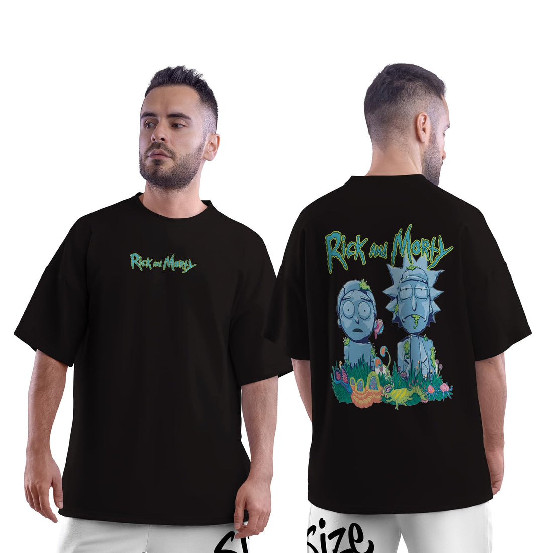 Oversized Cotton T-Shirt for Men and Women – Rick and Morty Graphic Tee with Front & Back Print