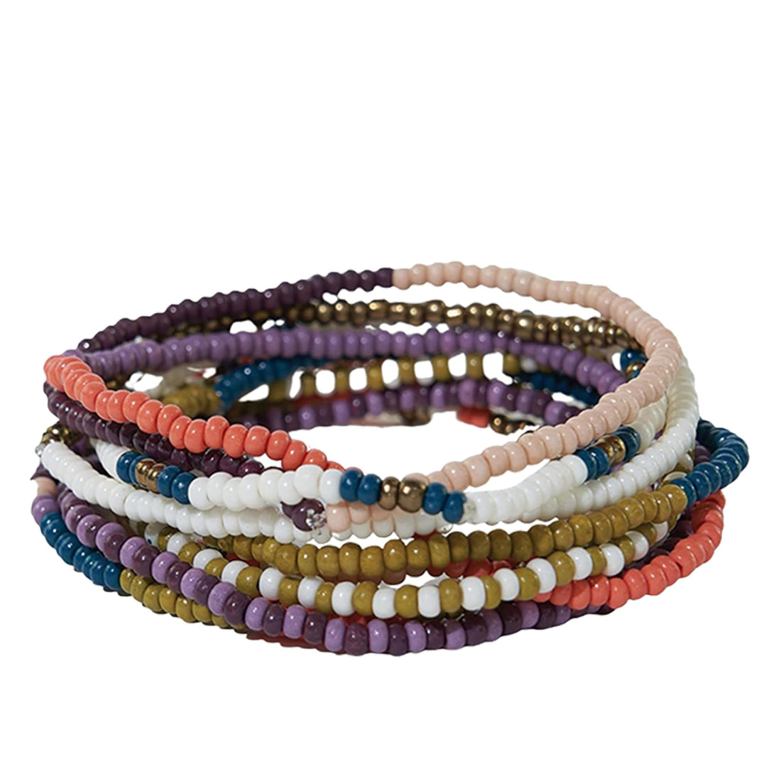 INK + ALLOY Women's Beaded Stackable Bracelets Sage 10 Strand Stretch Boho Mix and Match Bracelet Stacks Handmade Jewelry for the Modern Bohemian, 10 Count (Amsterdam)